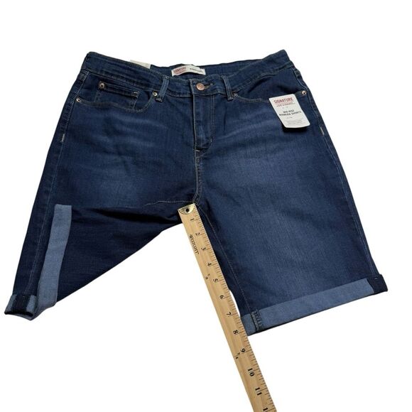 Signature Levi Strauss Mid Rise Shorts Cuffed Super Stretch Blue Sz 12 NWT - Picture 5 of 10